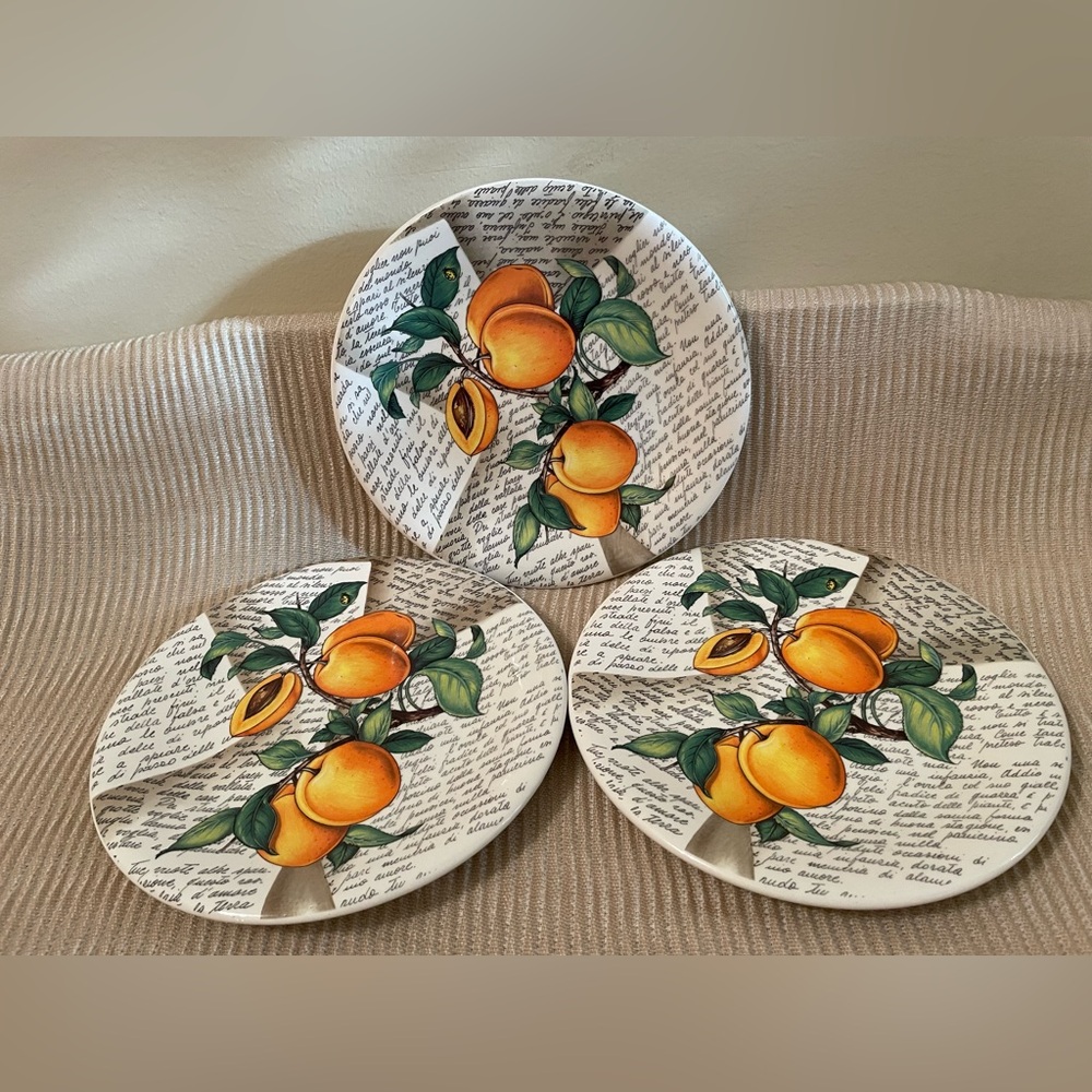 3 Ceramica Due Torri Graphic Fruit Salad/Snack Plates